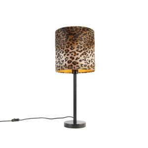 Modern table lamp black with shade leopard 25 cm – Simplo