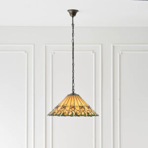 Justin 3 Light Tiffany Glass Pendant Ceiling Light In Multicolour