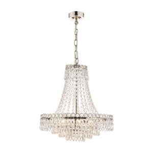 Laura Ashley Enid 5 Light Cut Glass Chandelier In Polished Nickel Finish