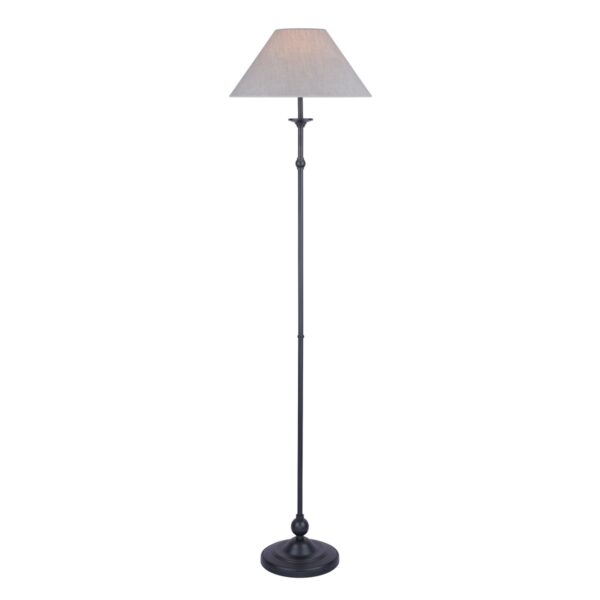 Laura Ashley Ludchurch Floor Lamp In Industrial Black Finish With Linen Shade LA3756241-Q