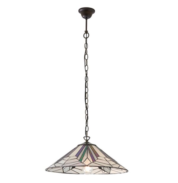 Interiors 1900 63938 Astoria Tiffany Large 1 Light Ceiling Pendant Light With Shade