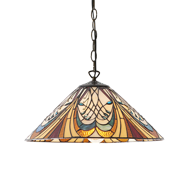 Interiors 1900 64162 Hector Tiffany Medium 1 Light Ceiling Pendant Light In Dark Bronze
