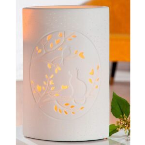 Allegan Large Porcelain Cat Design Table Lamp In White