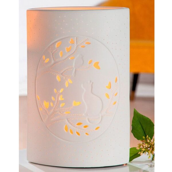 Allegan Large Porcelain Cat Design Table Lamp In White