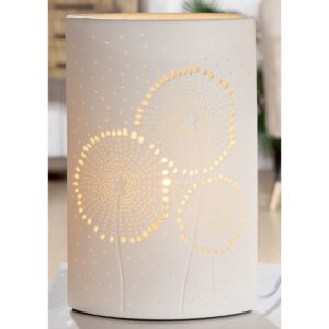 Allegan Large Porcelain Dandelion Design Table Lamp In White
