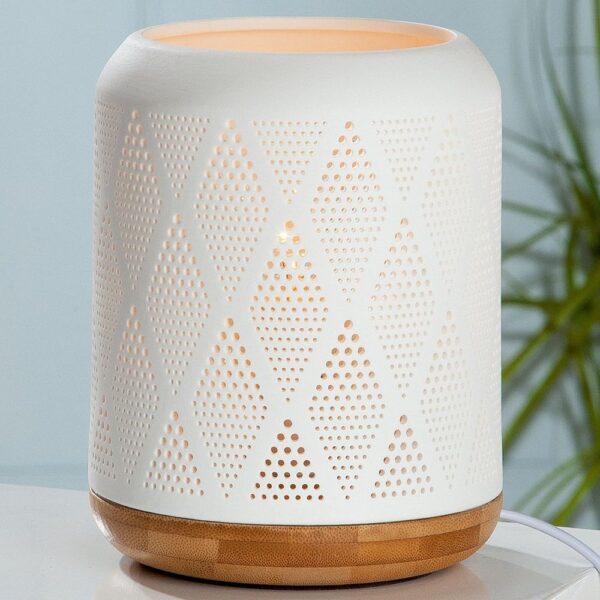 Allegan Porcelain Diamond Design Table Lamp In White