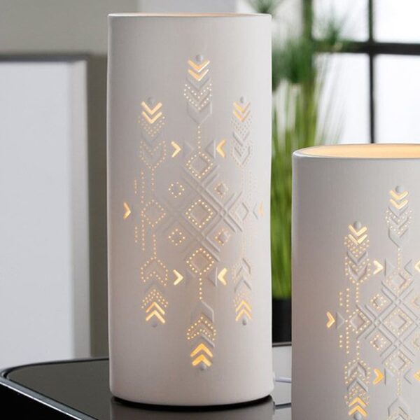 Allegan Porcelain Graphic Design Table Lamp In White