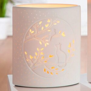 Allegan Small Porcelain Cat Design Table Lamp In White