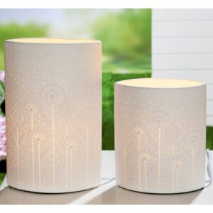 Allegan White Porcelain Little Floral Design Table Lamps In Pair