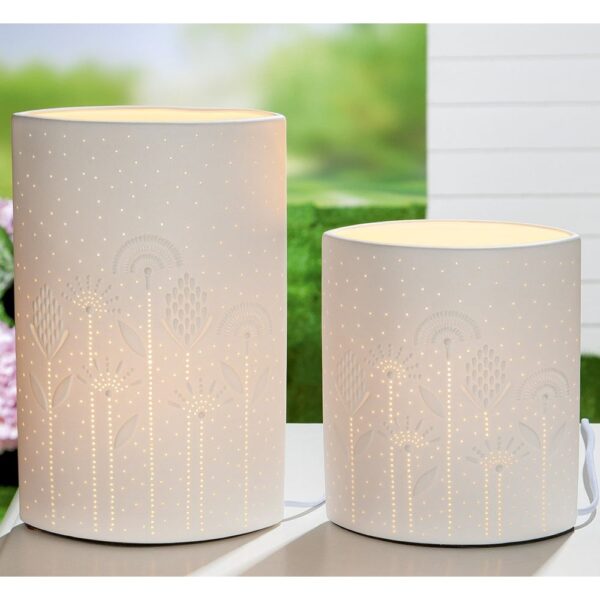 Allegan White Porcelain Little Floral Design Table Lamps In Pair