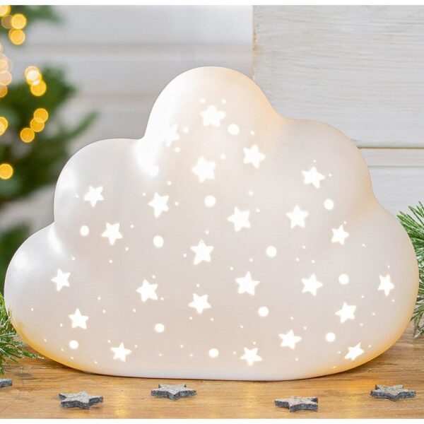 Allston Porcelain Cloud Star Pattern Table Lamp In White