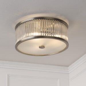Laura Ashley Sutton 2 Light Flush Ceiling Light In Matt Antique With Ribbed Glass Rods