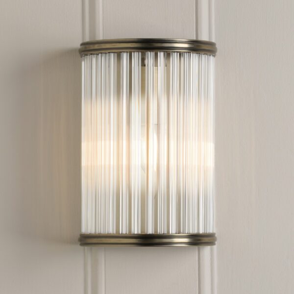 Laura Ashley Sutton Wall Light In Matt Antique With Ribbed Glass Rods
