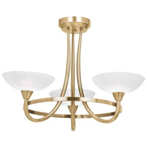 Auburn Glass 3 Ceiling Light With Steel Frame In Antique Brass