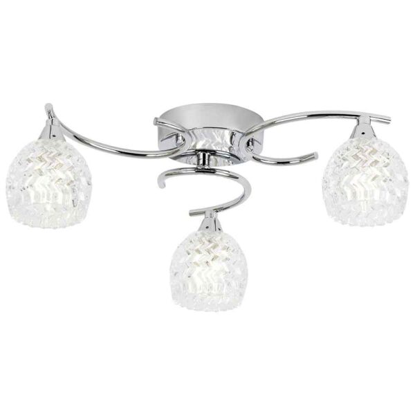 Barco 3 Lights Glass Flush Ceiling Light In Chrome