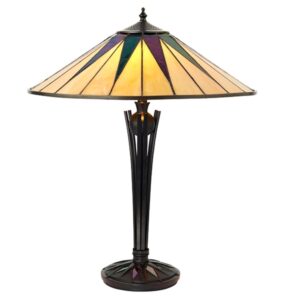 Interiors 1900 64045 Tiffany Dark Star Large Table Lamp With Shade – Height: 560mm