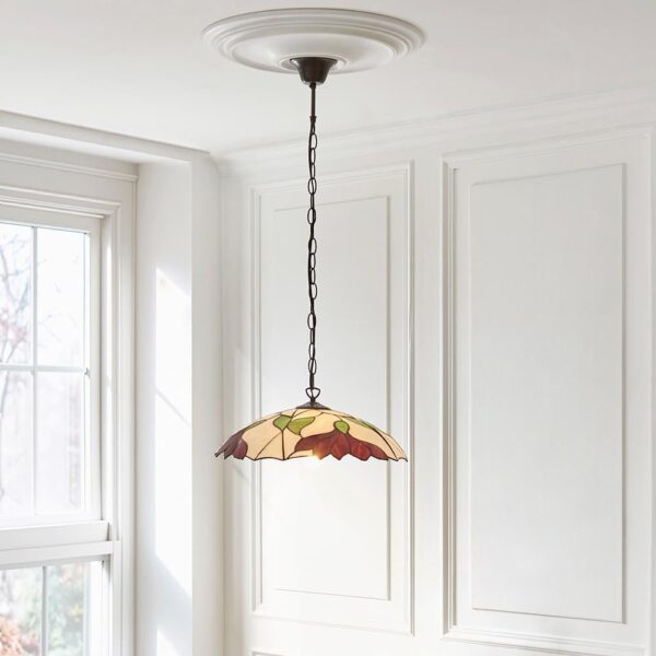 Barrigada Tiffany Glass Pendant Ceiling Light In Satin Black