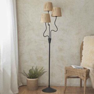 Tampa 3 Light Fabric Floor Lamp In Matt Black