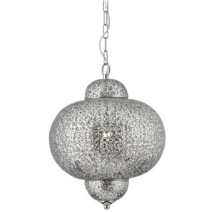 Fretwork 1 Light Ceiling Pendant Light In Laser Cut Nickel