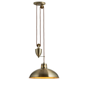 Allendale Steel Pendant Ceiling Light In Antique Brass