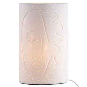 Allegan Large Porcelain Face Design Table Lamp In White