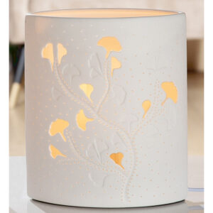 Allegan Porcelain Ginkgo Design Table Lamp In White