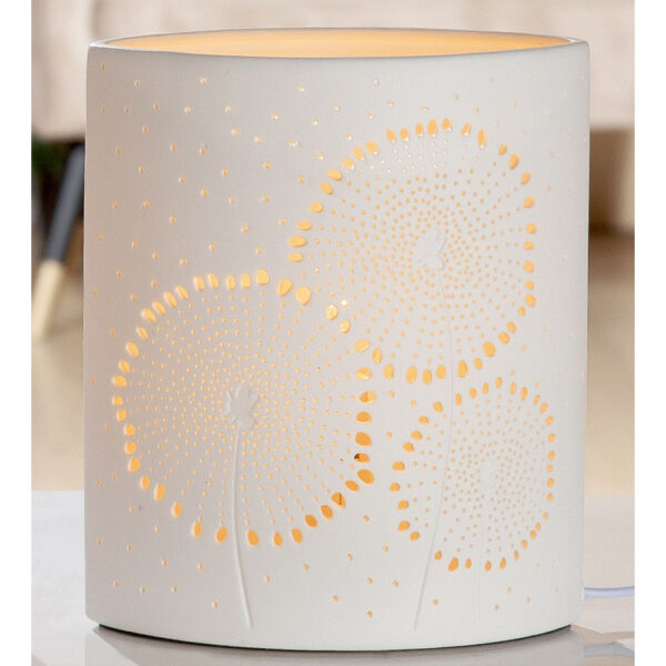 Allegan Small Porcelain Dandelion Design Table Lamp In White