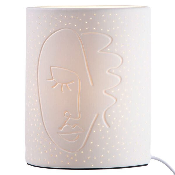 Allegan Small Porcelain Face Design Table Lamp In White