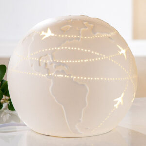 Allegan Small Porcelain World Map Table Lamp In White