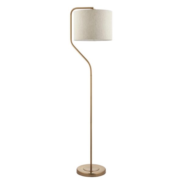 Carlton Fabric Floor Lamp In Brushed Aged Brass