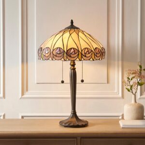 Hinton Tiffany Glass Table Lamp In Multicolour