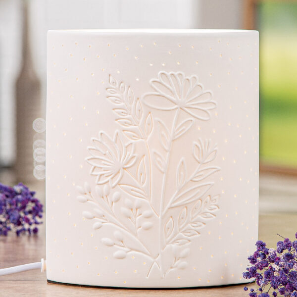 Belvaro Porcelain Floral LED Table Lamp in White