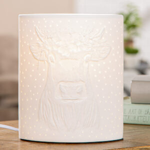 Belvaro Porcelain Stag Table Lamp in White