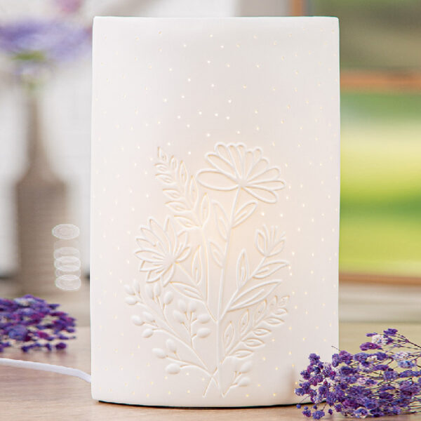 Belvaro Porcelain Wildflower LED Table Lamp in White