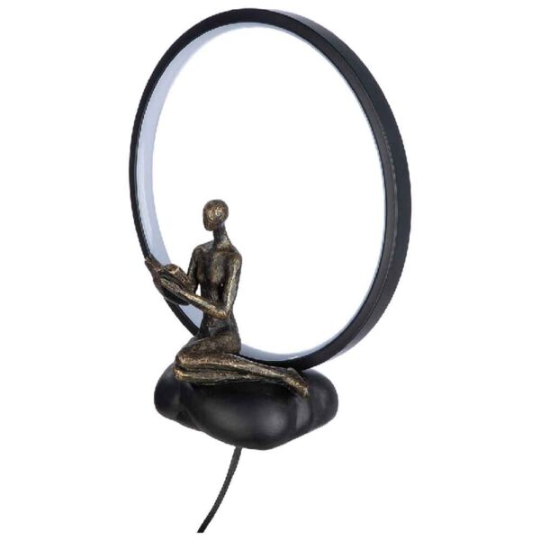 Carnation Synthetic Resin Reading Book Table Lamp In Black And Bronze