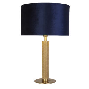 London Navy Velvet Shade Table Lamp In Knurled Brass