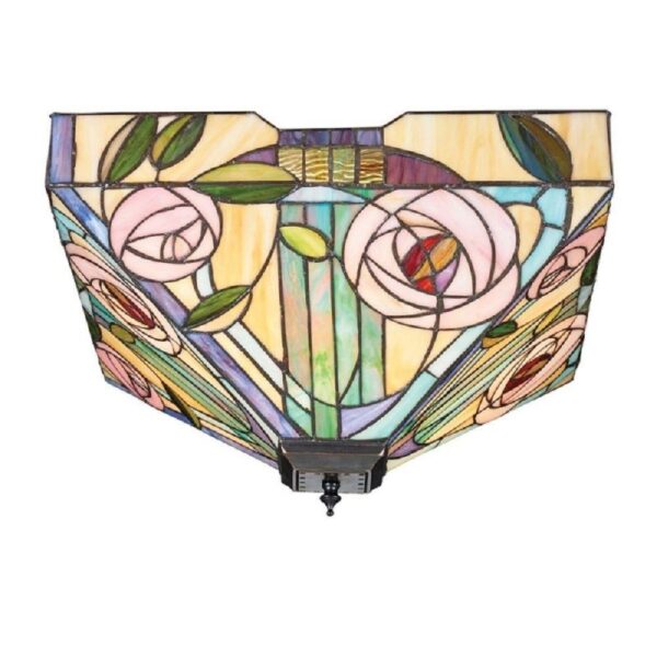 Interiors 1900 70698 Willow Tiffany 2 Light Large Flush Ceiling Light In Bronze