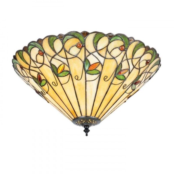 Interiors 1900 70706 Jamelia Tiffany Large 2 Light Flush Ceiling Light In Dark Bronze