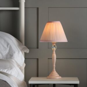 Laura Ashley Ellis Satin Pink Table Lamp With Blush Cotton Shade