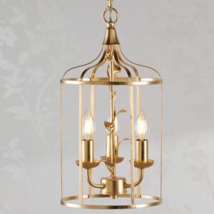Laura Ashley Halton 3 Light Ceiling Pendant Light In Distressed Gold Leaf