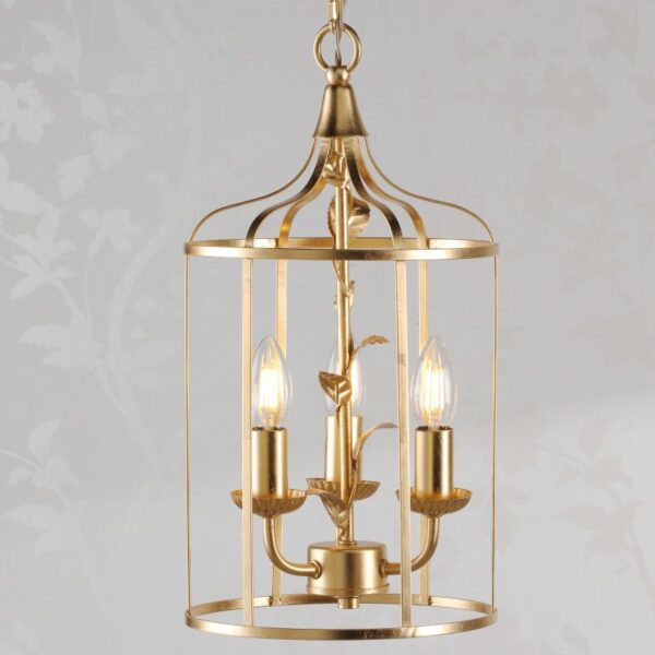 Laura Ashley Halton 3 Light Ceiling Pendant Light In Distressed Gold Leaf