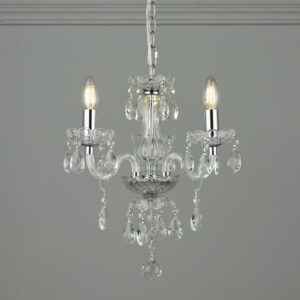 Laura Ashley Harriet 3 Light Crystal Chandelier in Polished Chrome Finish