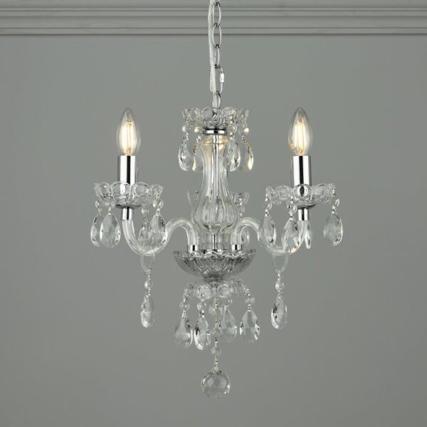 Laura Ashley Harriet 3 Light Crystal Chandelier in Polished Chrome Finish
