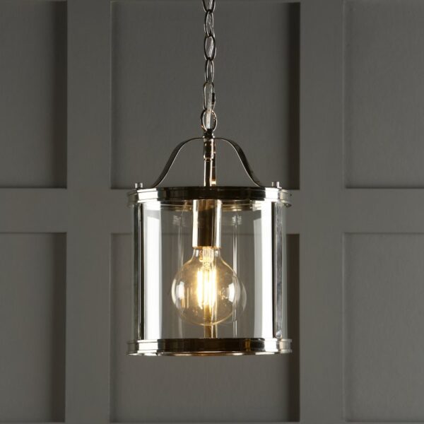 Laura Ashley Harrington 1 Light Lantern Ceiling Light in Polished Nickel Finish