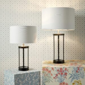 Laura Ashley Harrington Small Glass Table Lamp In Matt Black With Shade LA3756428-Q