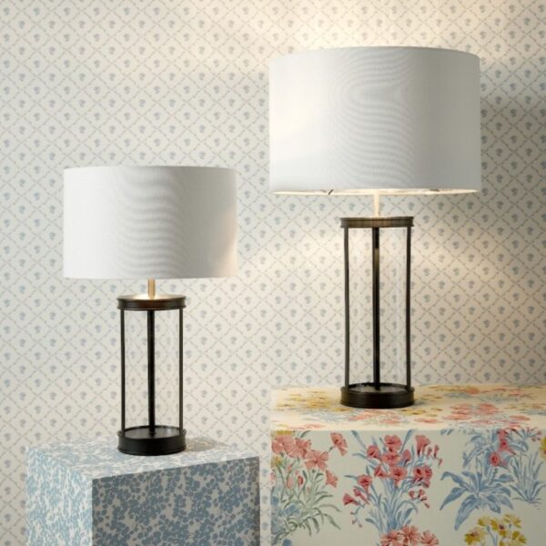 Laura Ashley Harrington Small Glass Table Lamp In Matt Black With Shade LA3756428-Q
