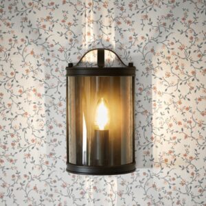Laura Ashley Harrington Wall Light In Matt Black With Glass Panel LA3756423-Q