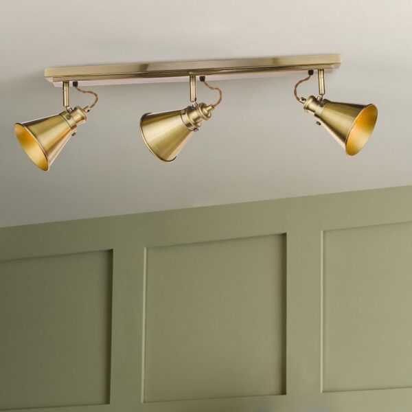 Laura Ashley LA3756158-Q Rufus 3 Light Ceiling Bar Spotlight In Antique Brass Finish
