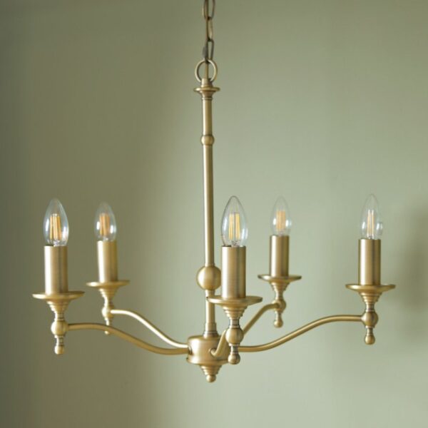 Laura Ashley Ludchurch 5 Light Ceiling Pendant Light In Matt Antique Brass Finish LA3756392-Q