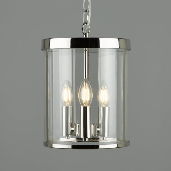 Laura Ashley Selbourne 3 Light Ceiling Lantern In Polished Nickel Finish